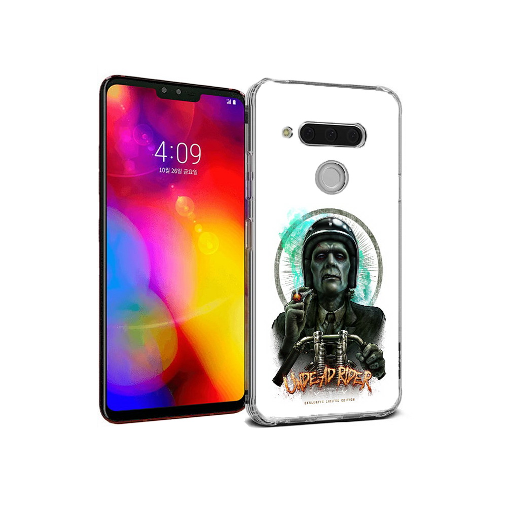 

Чехол MyPads Tocco для LG V40 ThinQ зеленый мужчина с сигаретой на мотоцикле, Прозрачный, Tocco