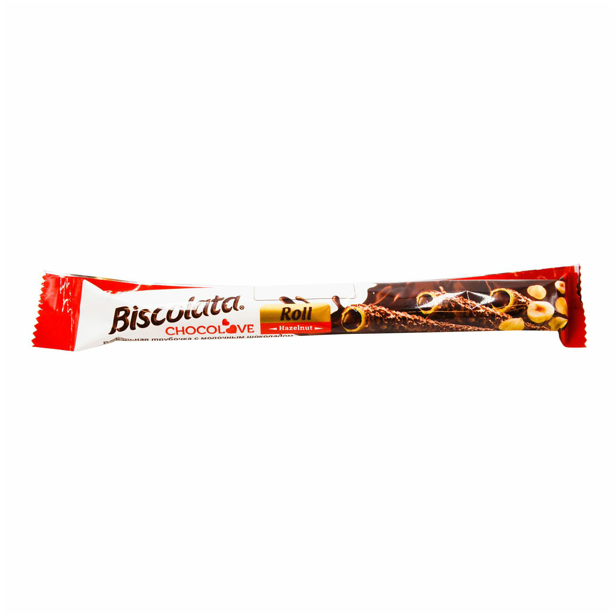 Вафельные трубочки Biscolata c ореховой начинкой в молочном шоколаде 28 г