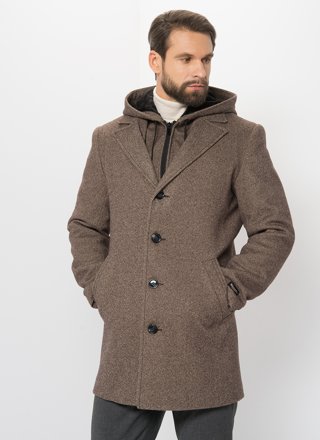 

Пальто мужское MISTEKS DESIGN 59019 коричневое 50 RU, 59019