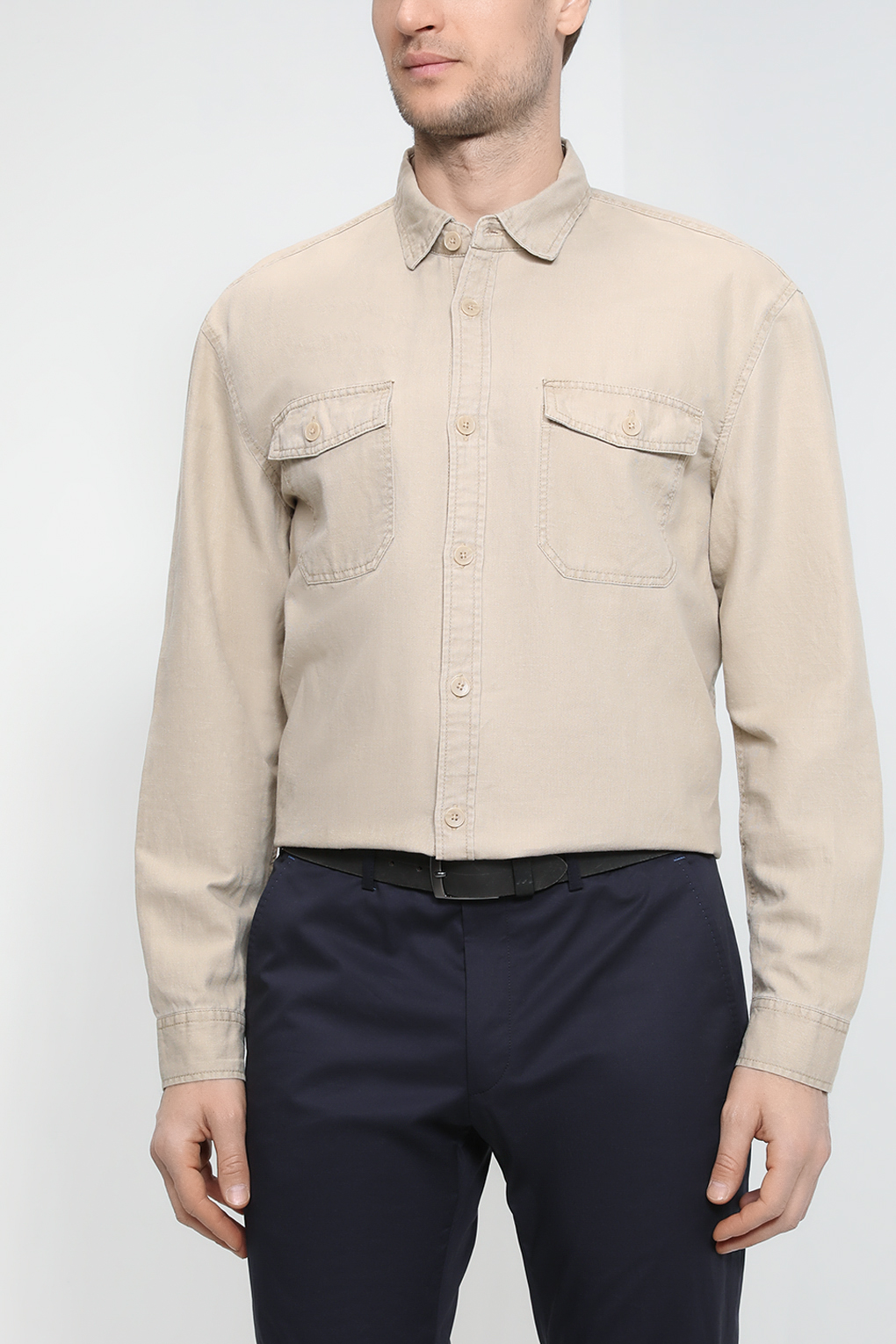 

Рубашка мужская Esprit Casual 042EE2F316 бежевая XL, Бежевый, 042EE2F316