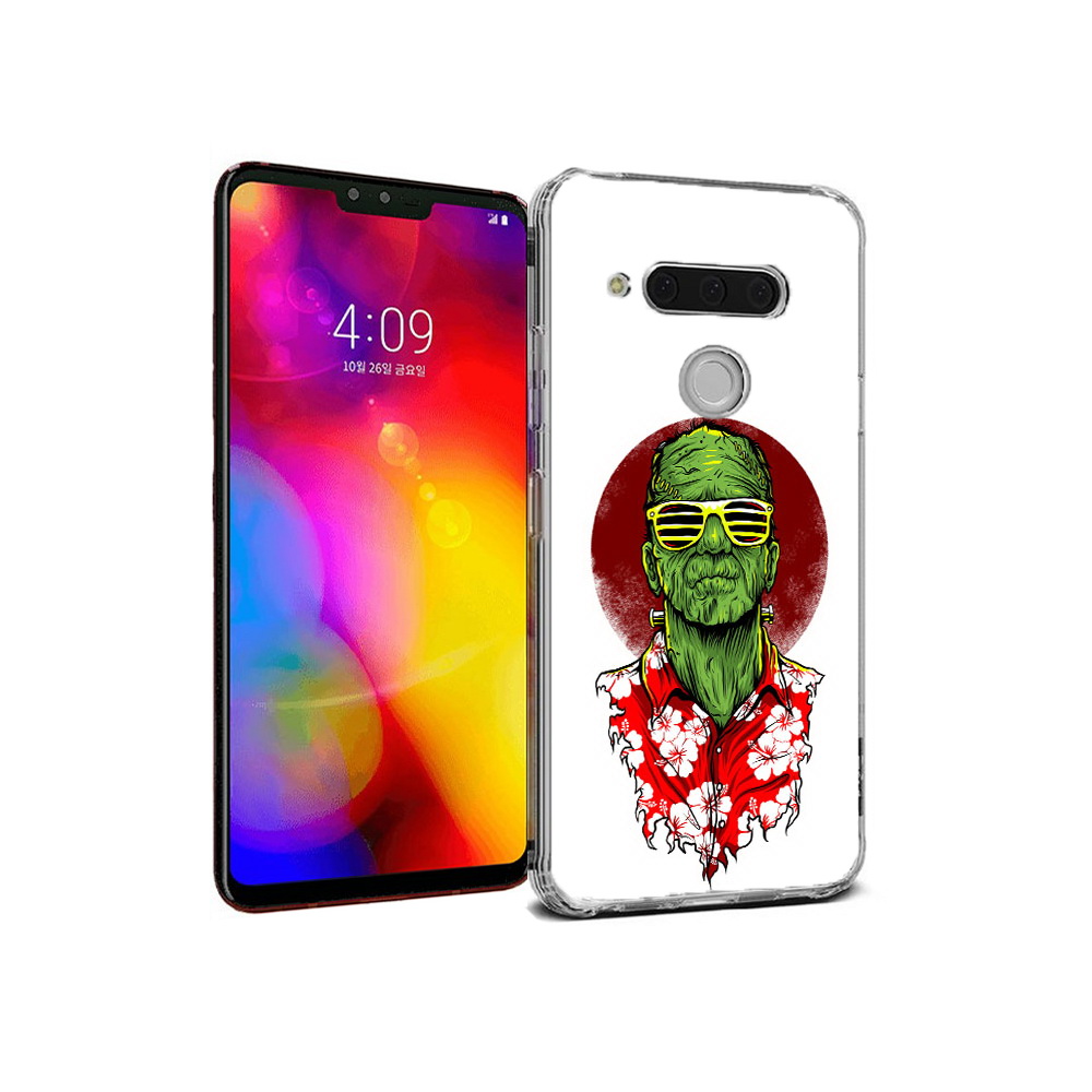 

Чехол MyPads Tocco для LG V40 ThinQ крутой зеленый мужчина в очках (PT121590.74.424), Прозрачный, Tocco