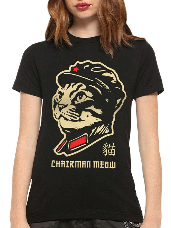 

Футболка женская DreamShirts Studio Chairman Meow - Котик Мао Цзэдун 11 черная XS, Черный, Chairman Meow - Котик Мао Цзэдун 11