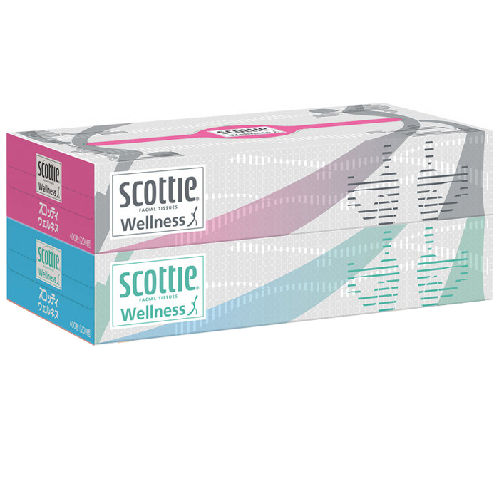 Салфетки в цветных коробках, двухслойные CRECIA Scottie Wellness, 1 коробка, 200 шт.