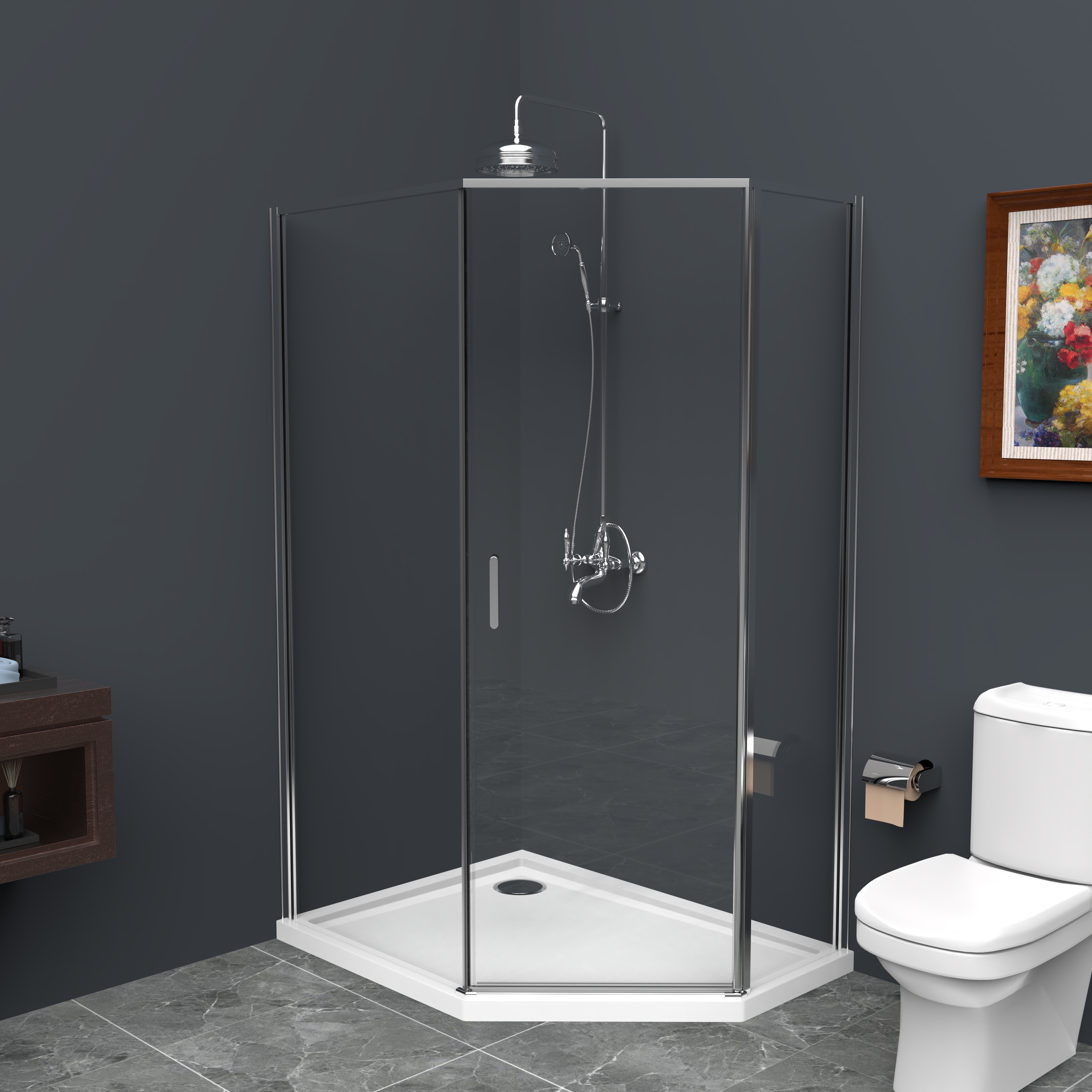 фото Belbagno душевой уголок belbagno uno-195-ph-1-100/80-c-cr