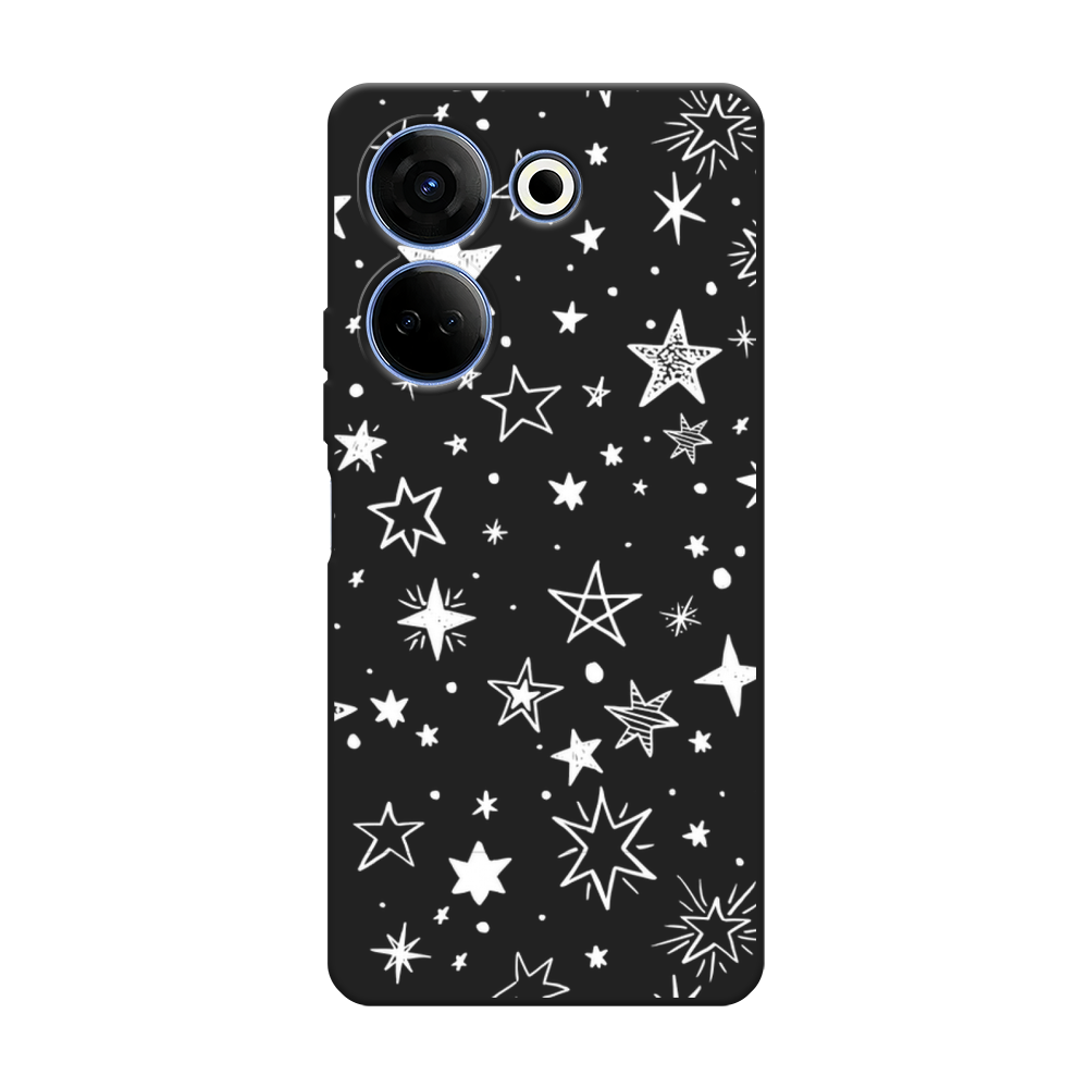 

Чехол Awog на Tecno Camon 20 Pro 4G "Звездочки графика белая", Прозрачный;белый