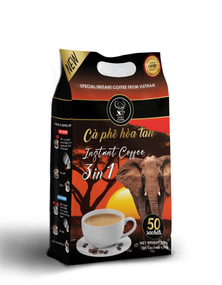 

Растворимый кофе IVORY COFFEE 3 в 1, вьетнамский, 50 пакетиков по 16г, Кофе растворимый 3 в 1