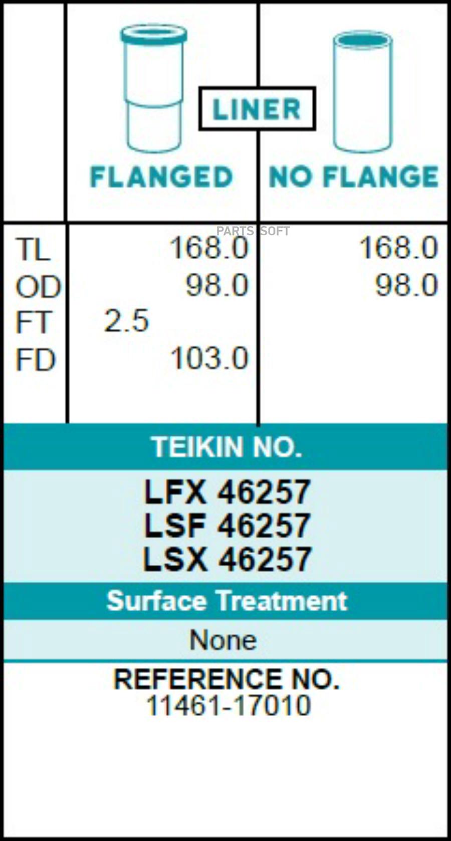 Гильза Блока Цилиндров Штупак Хонингованная TEIKIN LFX46257