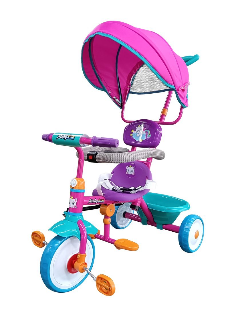 Велосипед детский трехколесный 3 в 1 Moby Kids Принцесса, 9x7 EVA, 649243, розовый велосипед трехколесный moby kids альпака