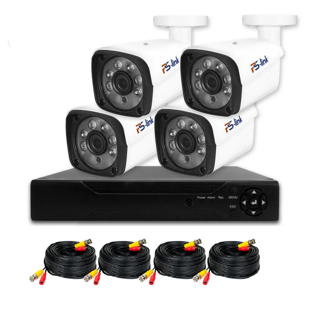 Комплект видеонаблюдения AHD 2Мп Ps-Link KIT-C204HD 4 камеры для улицы картинки половинки