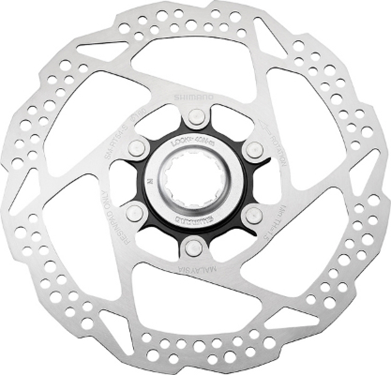 

Тормоз диск Shimano, RT54, 160мм, C. Lock только для пласт колодок, Серебристый, RT54