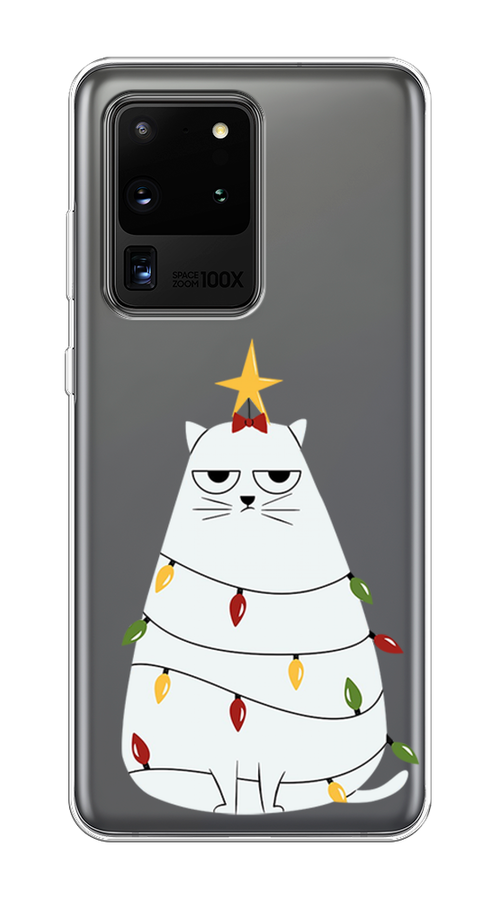 

Чехол на Samsung Galaxy S20 Ultra "Котик в гирлянде", Белый;красный;желтый, 29450-1