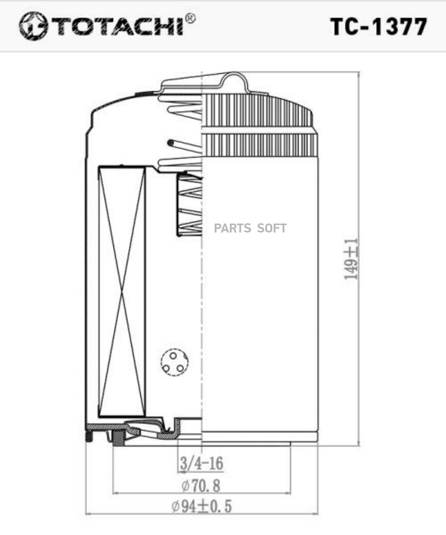 

TOTACHI TC-1377 Фильтр масляный (накручивающийся элемент)