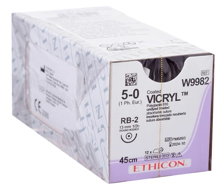 Шовный материал ВИКРИЛ 5/0 45см,кол.13мм н/окр. W9982 12 шт.