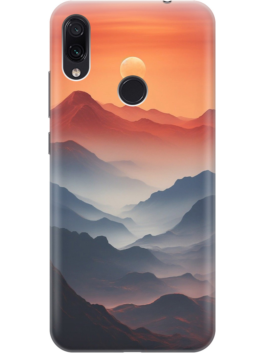 

Силиконовый чехол на Xiaomi Redmi Note 7/Note 7 Pro с принтом "Луна над горами", Прозрачный;оранжевый;черный, 720434910