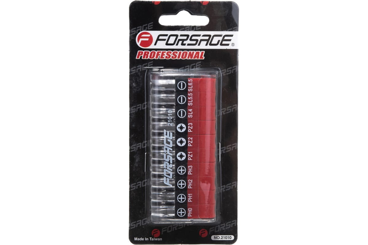 FORSAGE F-21010 Набор бит 10 пр 1/4 inch , PH0, 1, 2, 3, PZ.1, 2, 3, SL 4, 5.5, 6.5 мм - 2