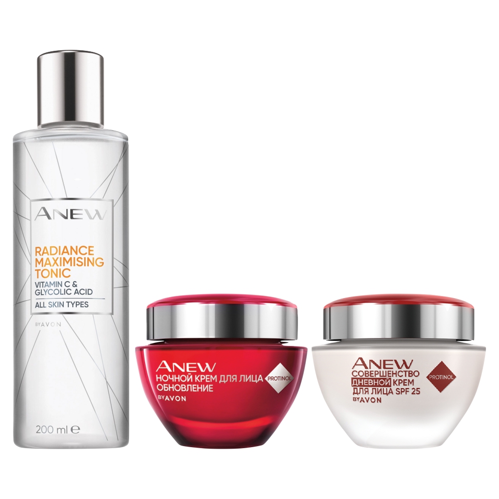 

Набор средств для лица Avon Крем ночной Обновление + дневной Совершенство + тоник