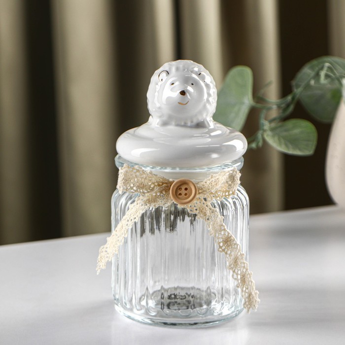 

Банка для сыпучих продуктов Доляна ежик в золотом, 230 мл, Прозрачный