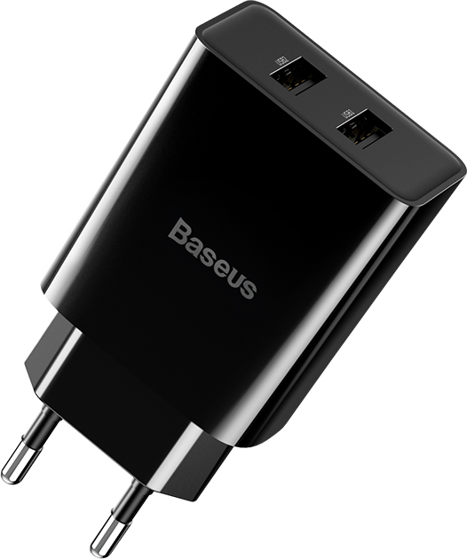 фото Зарядное устройство baseus speed mini dual u travel 2*usb + кабель usb-lightning черный