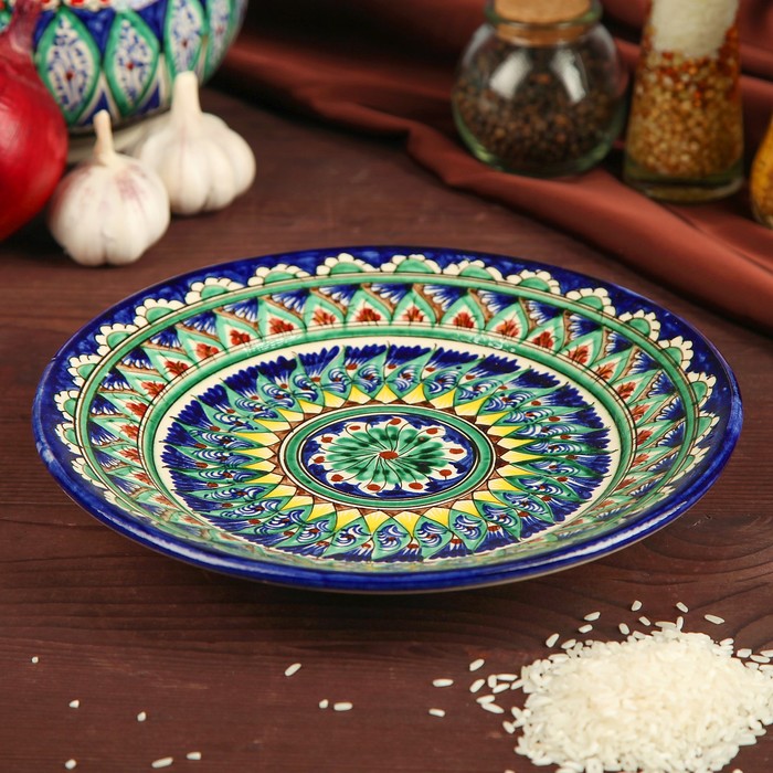 

Тарелка Риштанская Керамика "Цветы", 22 см, синяя микс, Синий