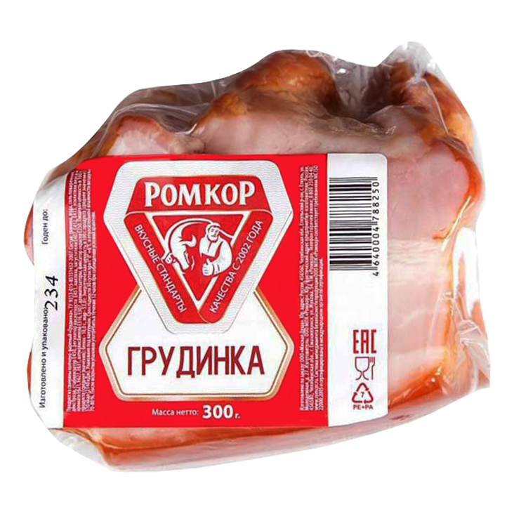 

Грудинка свиная варено-копченая Ромкор