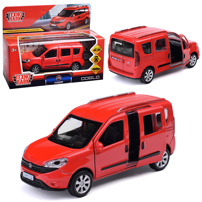 

Машина металл Fiat Doblo 12 см, (откр. двери, багаж, красный) инерц, в коробке