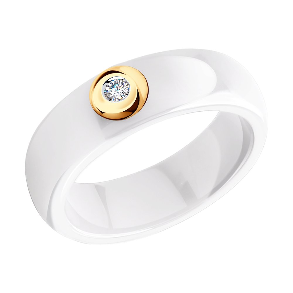 

Кольцо из золота и керамики р. 16,5 SOKOLOV Diamonds 6015028, бриллиант, 6015028