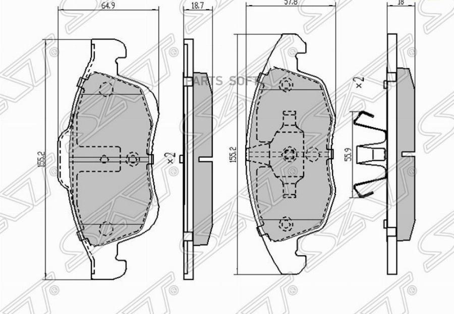 

Колодки тормозные перед CITROEN DS4 11-/DS5 12-/BERLINGO 08-/C4 11- 1шт SAT ST-425465