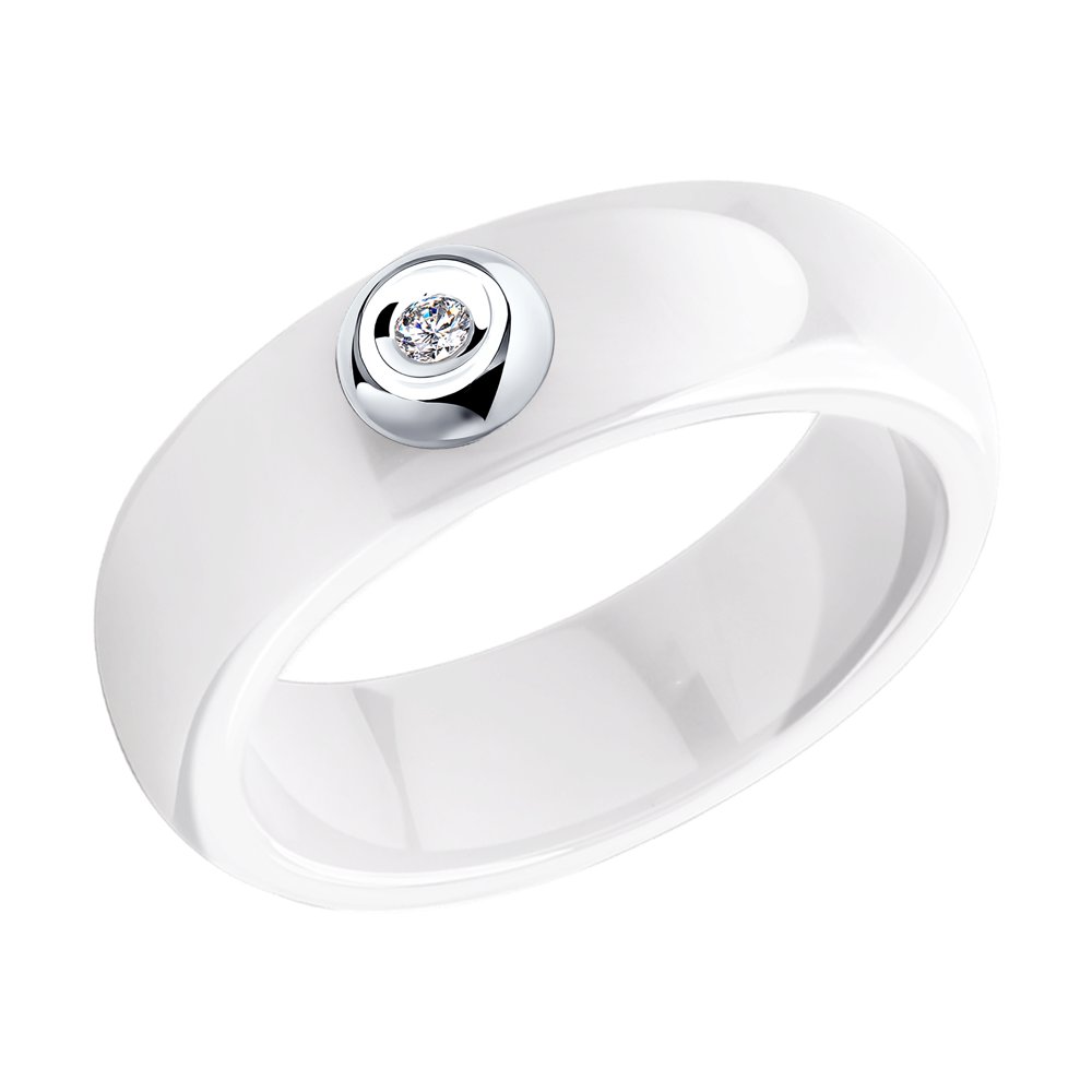 Кольцо из белого золота с бриллиантом р. 18,5 SOKOLOV Diamonds 6015029