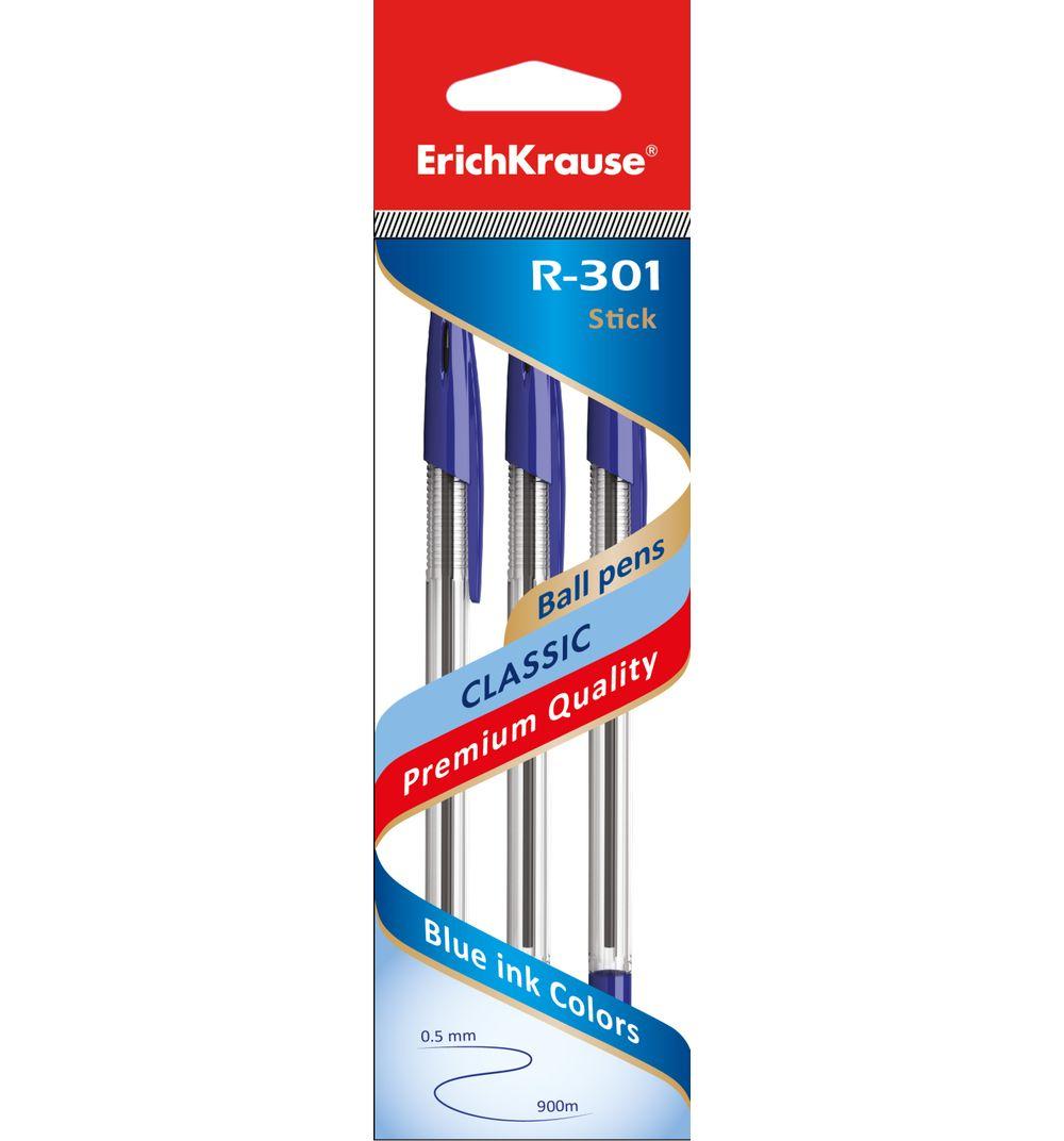 

Набор шариковых ручек Erich Krause Classic Stick 1 мм синие 3 шт R-301
