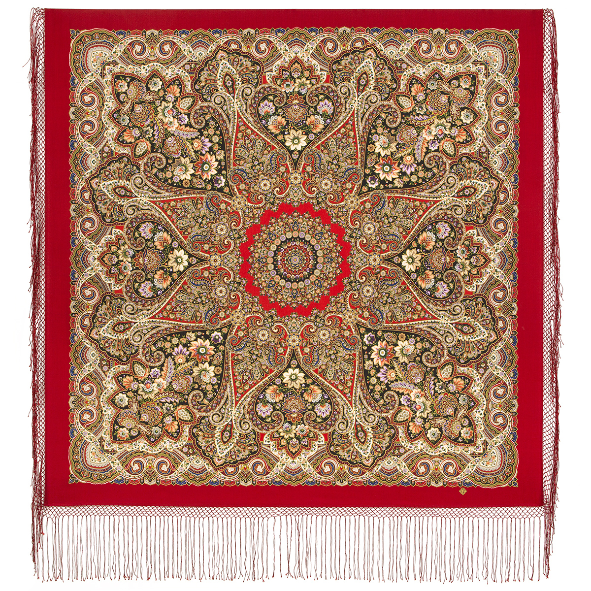 Платок женский Павловопосадский платок 1906 красный, 148х148 см