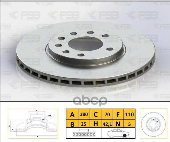 Диск тормозной перед OPEL Astra H 04-, Astra G-MK IV 04-, Astra Coupe 00-, Astra Cabrio 98