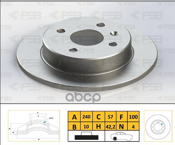 Диск тормозной задн DAEWOO- CHEVROLET Corsa 97-02, Corsa Combi 97-02, OPEL Astra Cabrio 98