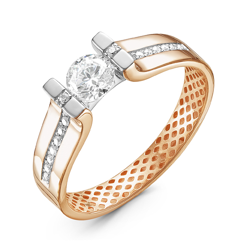 

Кольцо из красного золота с фианитом р. 18.5 Яхонт Ювелирный 170925, 170925