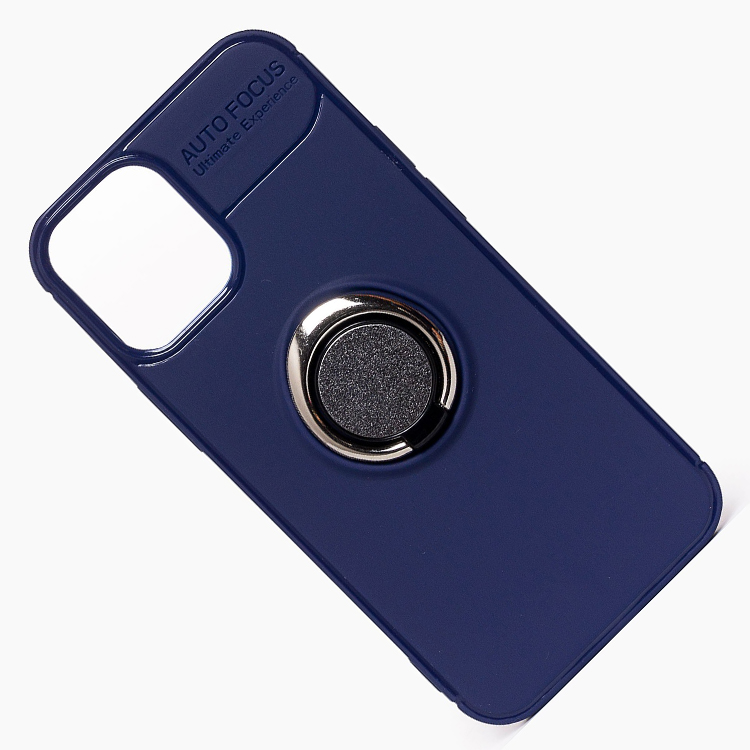 фото Чехол для apple iphone 12 mini силиконовый с кольцом (рис. 131) <синий> promise mobile