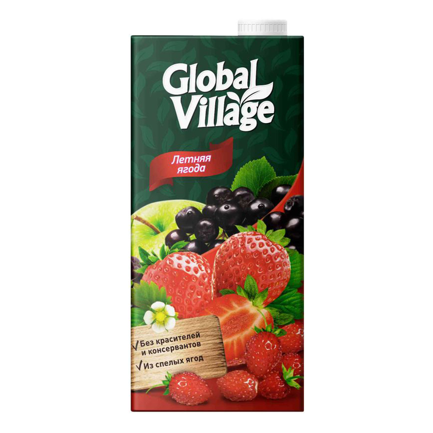 Напиток сокосодержащий Global Village яблоко-черноплодная рябина-клубника-земляника 0,95 л