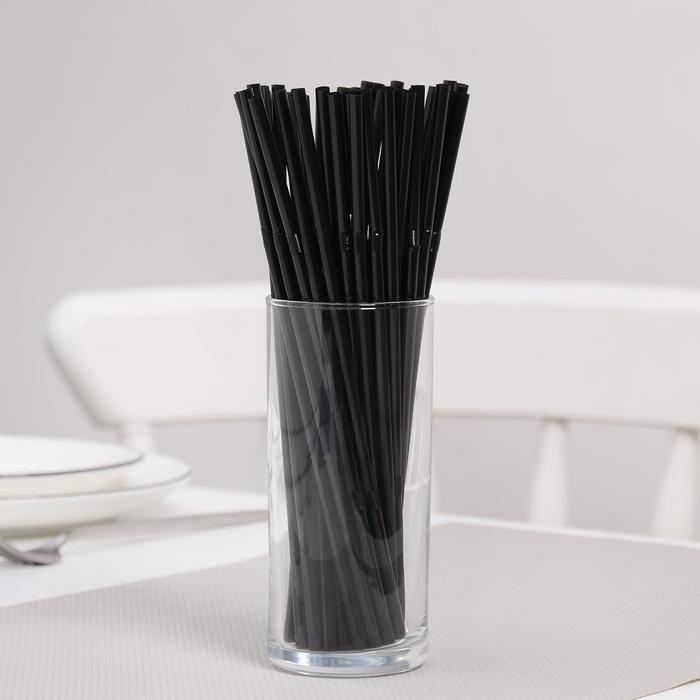 Набор трубочек одноразовых для коктейля Доляна, 0,5x21 см, 100 шт, с гофрой, цвет чёрный