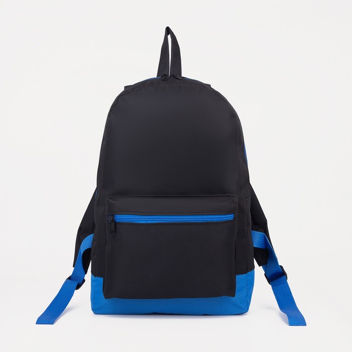 Рюкзак ЗФТС молодёжный, отдел на молнии, наружный карман, чёрный/синий рюкзак молодёжный 46 х 35 х 23 см эргономичная спинка отделение для ноутбука wenger синий