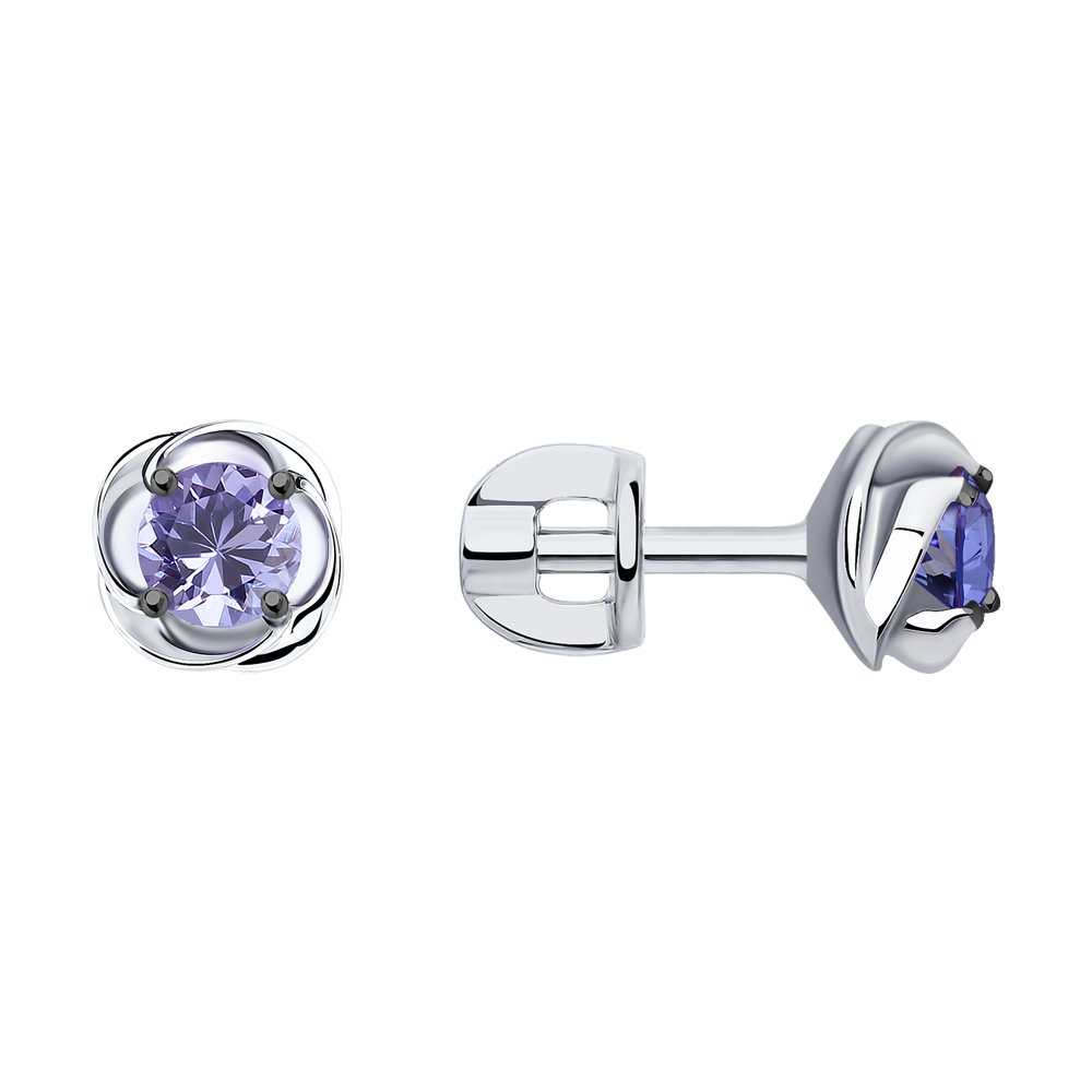 

Серьги пусеты из белого золота SOKOLOV Diamonds 6024103, танзанит, 6024103
