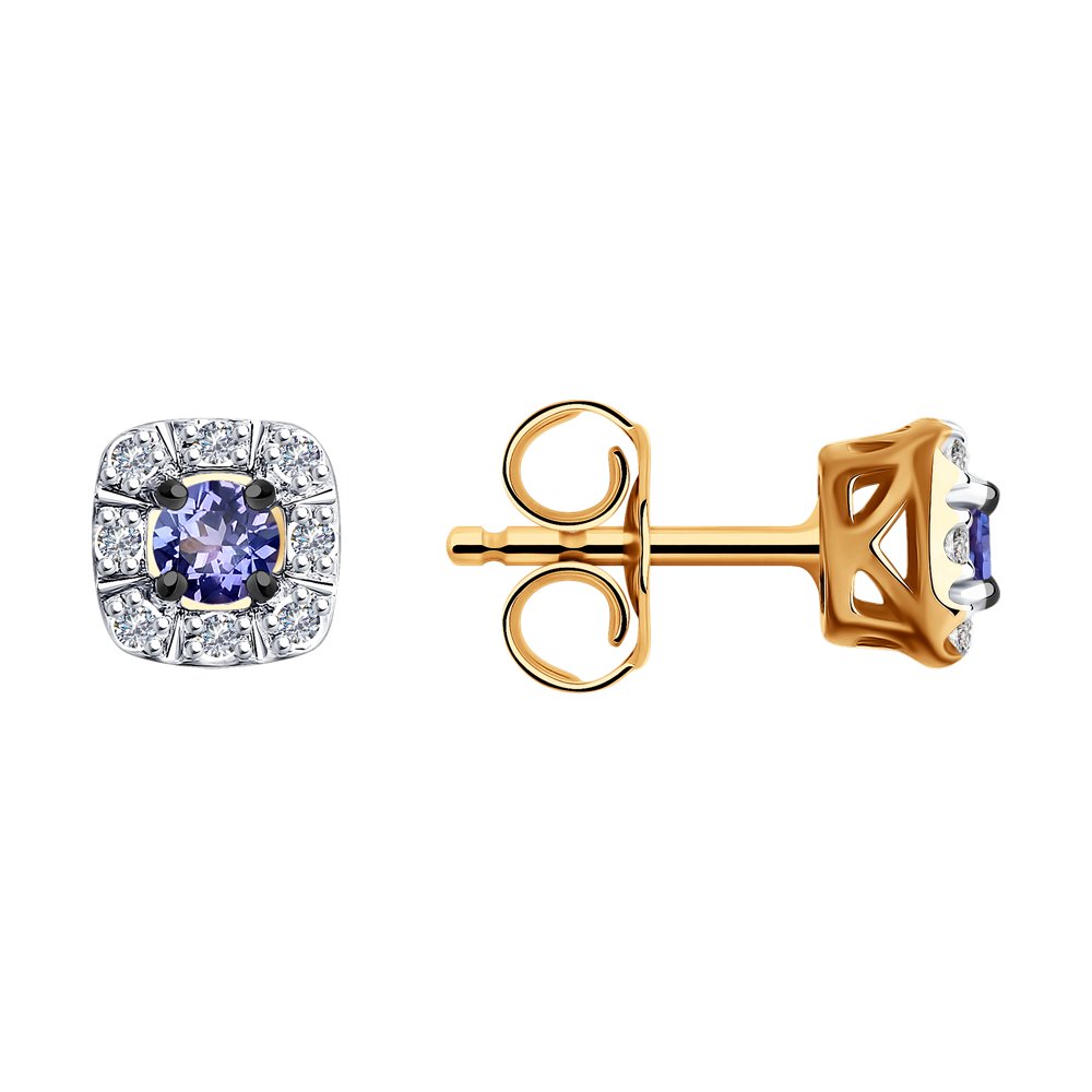

Серьги пусеты из красного золота SOKOLOV Diamonds 6024205, бриллиант/танзанит, 6024205