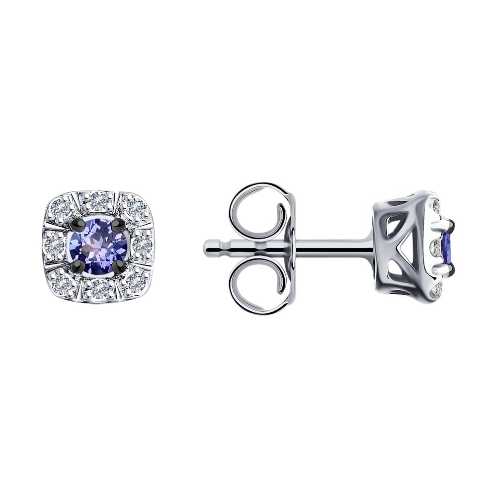 

Серьги пусеты из белого золота SOKOLOV Diamonds 6024210, бриллиант/танзанит, 6024210