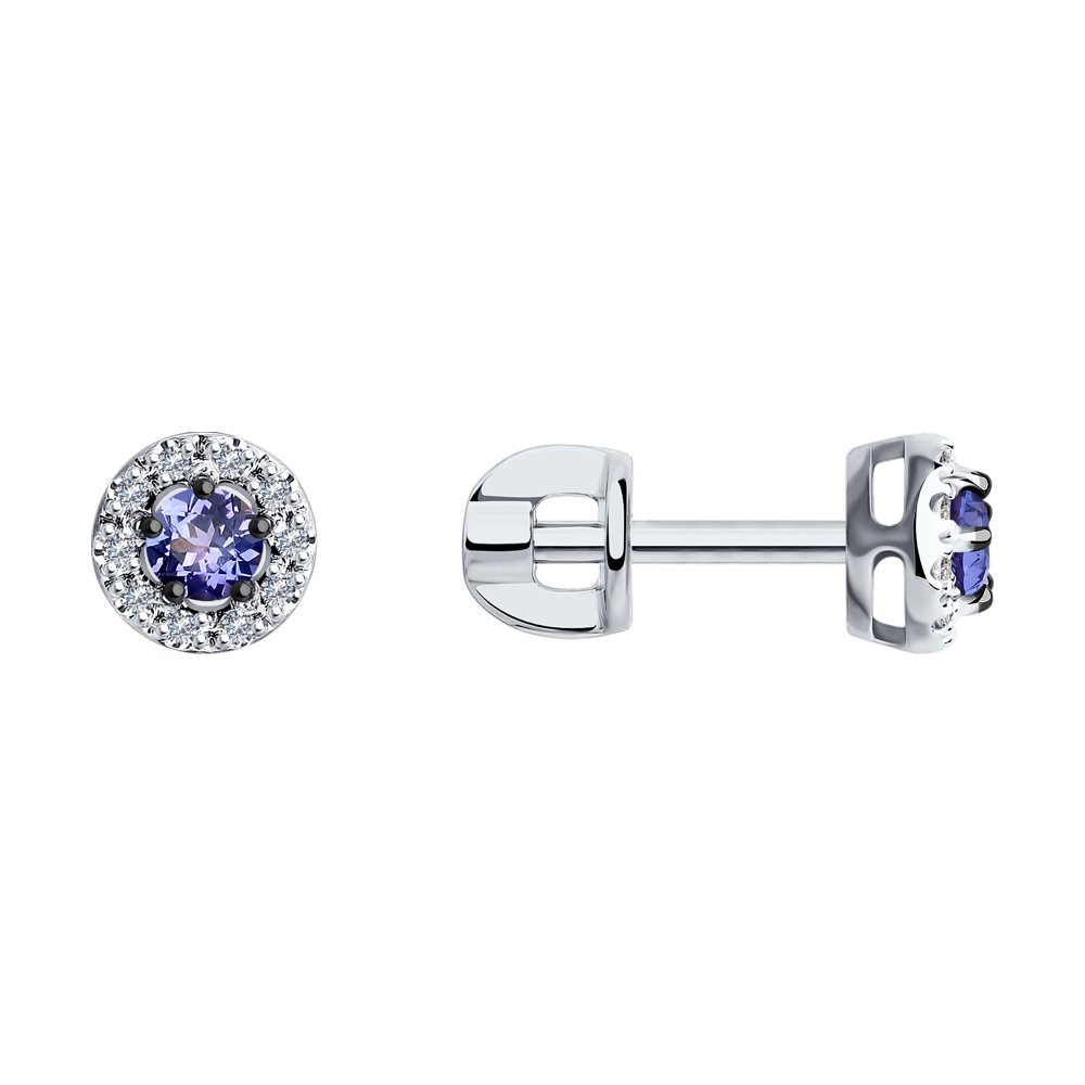 

Серьги пусеты из белого золота SOKOLOV Diamonds 6024211, бриллиант/танзанит, 6024211
