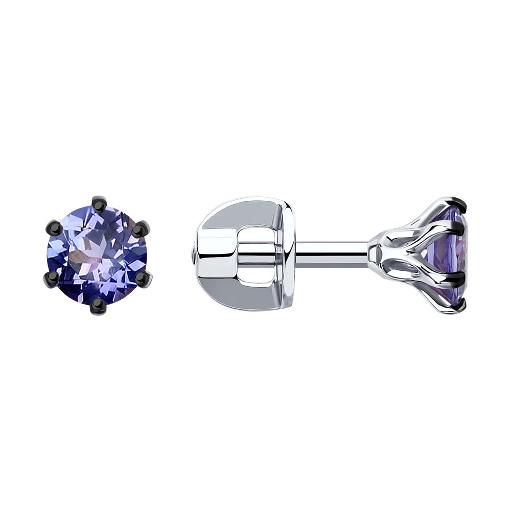 

Серьги пусеты из белого золота SOKOLOV Diamonds 6024251-3, танзанит, 6024251-3