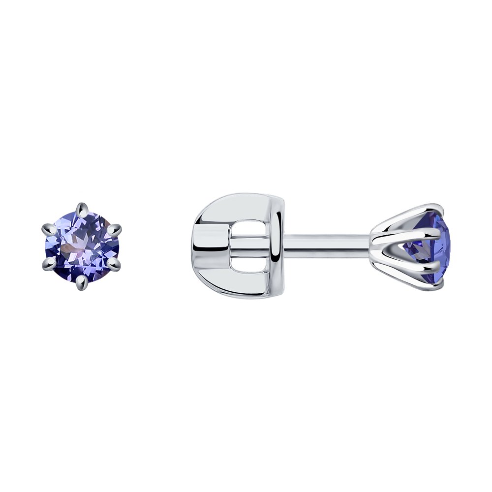 

Серьги пусеты из белого золота SOKOLOV Diamonds 6024254-3, танзанит, 6024254-3