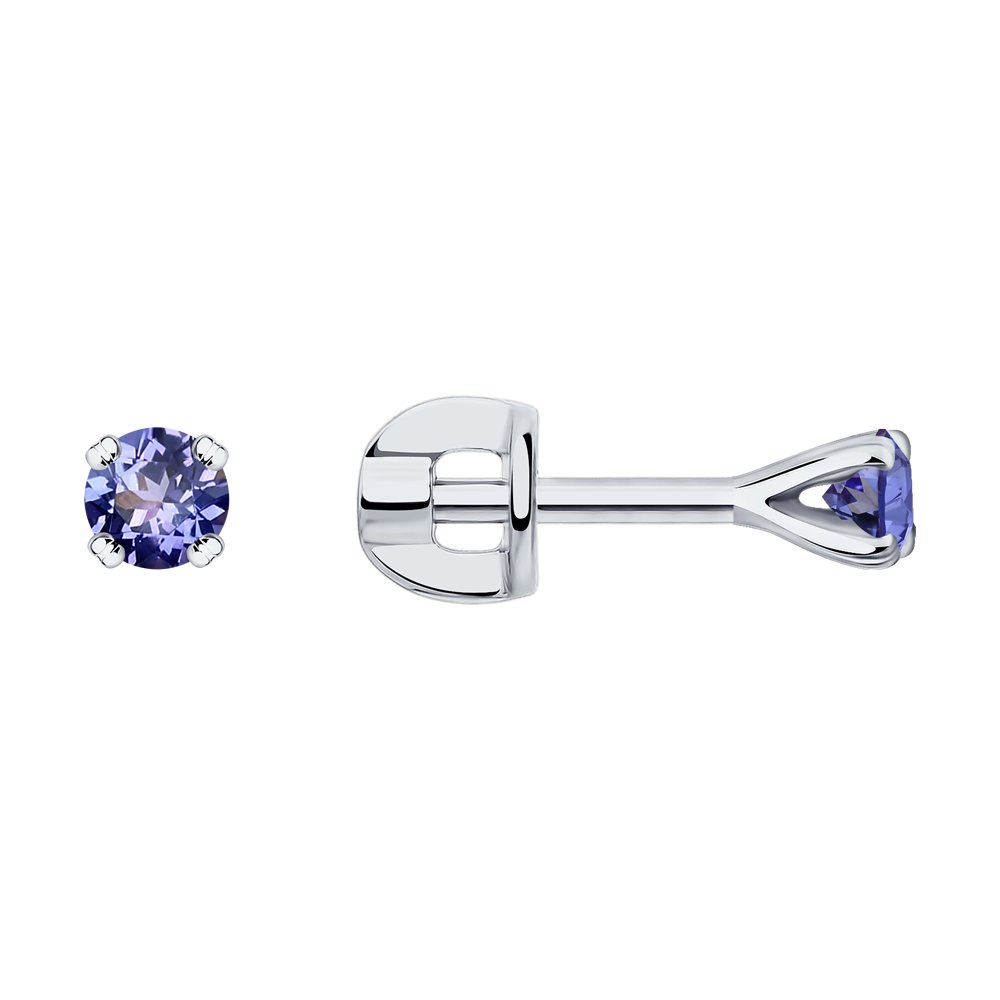 

Серьги пусеты из белого золота SOKOLOV Diamonds 6024263-3, танзанит, 6024263-3