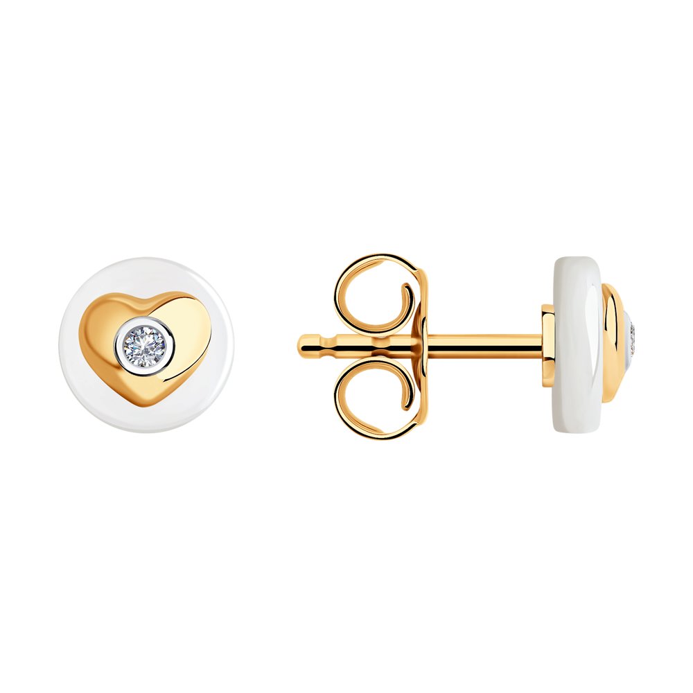 

Серьги из красного золота с бриллиантом/керамикой SOKOLOV Diamonds 6025136, 6025136