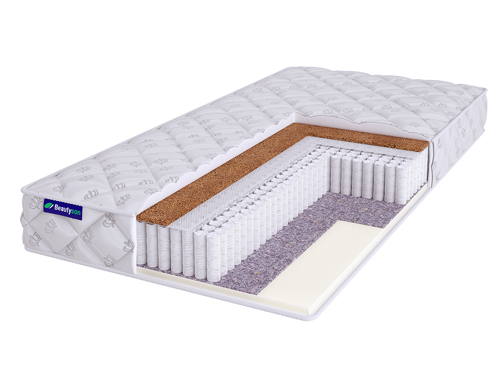 

Матрас полутороспальный BeautySon Roll SPRING Foam Cocos 1 S600 Бесклеевой 115x190 17 см, Белый, Roll SPRING Foam Cocos 1 S600