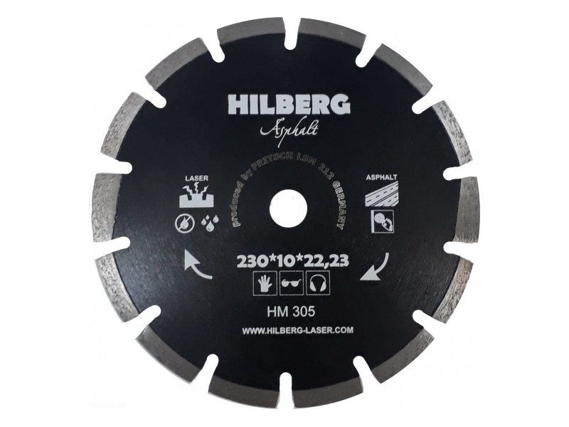 фото Диск trio diamond hilberg asphalt laser hm305 алмазный отрезной по асфальту 230x10x22.23mm trio-diamond