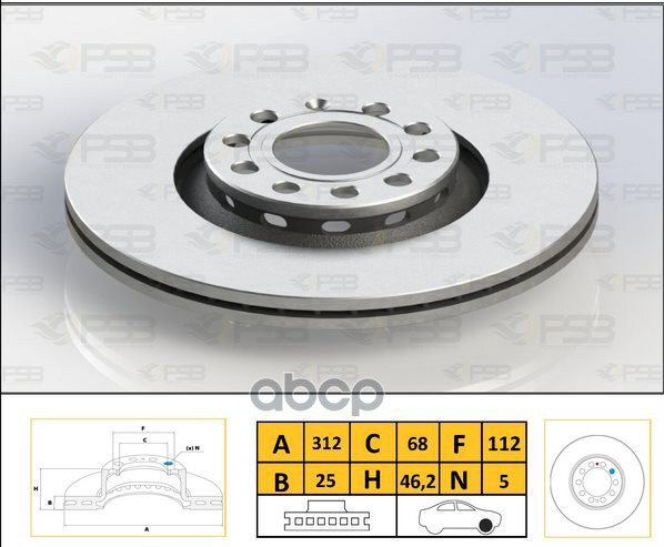 Диск тормозной перед AUDI A4 00-04, A4 00-04, A6 97-05, SEAT Exeo 08-13, SKODA Superb I 01