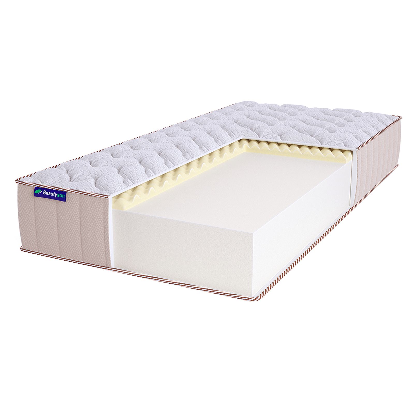 

Матрас BeautySon Roll Foam 18 Massage Lux бесклеевой 125x186x21, Белый;бежевый, Roll Foam 18 Massage Lux