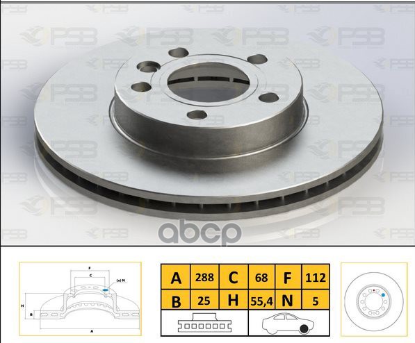 Диск тормозной перед FORD Galaxy 96-01, SEAT Alhambra 97-00, Alhambra 00-, VOLKSWAGEN Shar